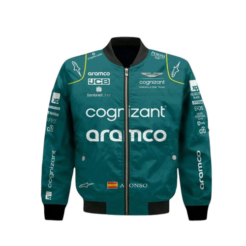 Aston Martin Aramco Cognizant F1 2023 Official Fernando Alonso Team Driver Bomber Jacket2